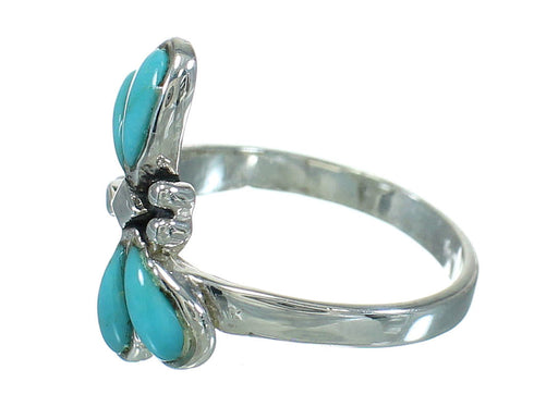 Silver Turquoise Inlay Dragonfly Ring Size 5-1/4 AX79437